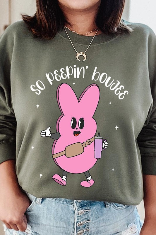 Peepin Tumbler Bunny Graphic Fleece Sweatshirts