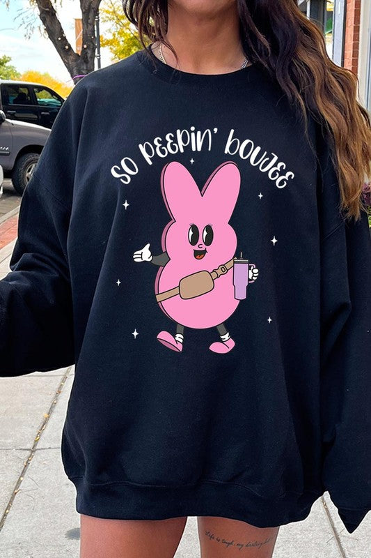 Peepin Tumbler Bunny Graphic Fleece Sweatshirts