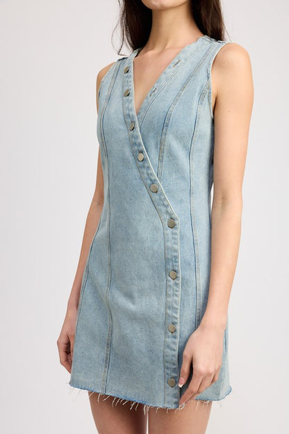 WRAPPED DENIM MINI DRESS