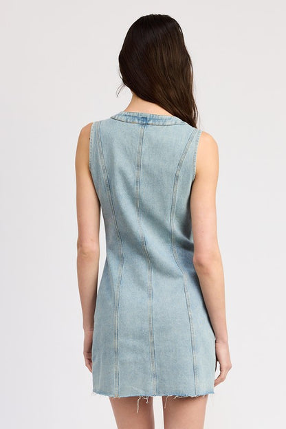 WRAPPED DENIM MINI DRESS