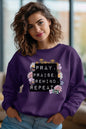 Religious Pray Praise Rewind Repeat Sweatshirt