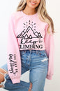 Climbing Faith Sleeve Graphic Fleece Sweatshirts