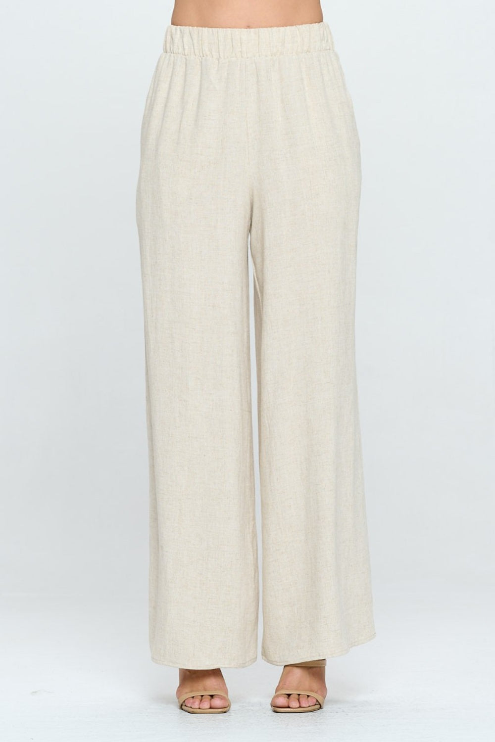 RENEE C Linen Wide Leg Pants with Pockets