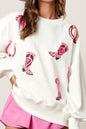 Sequin Printed Dropped Shoulder Sweatshirt