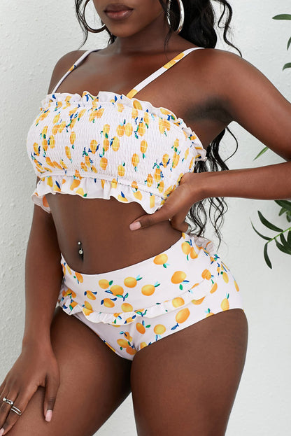 Fruit Print Frilled Bikini Set