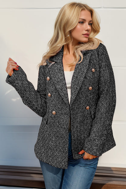 Double Take Full Size Long Sleeve Tweed Blazer