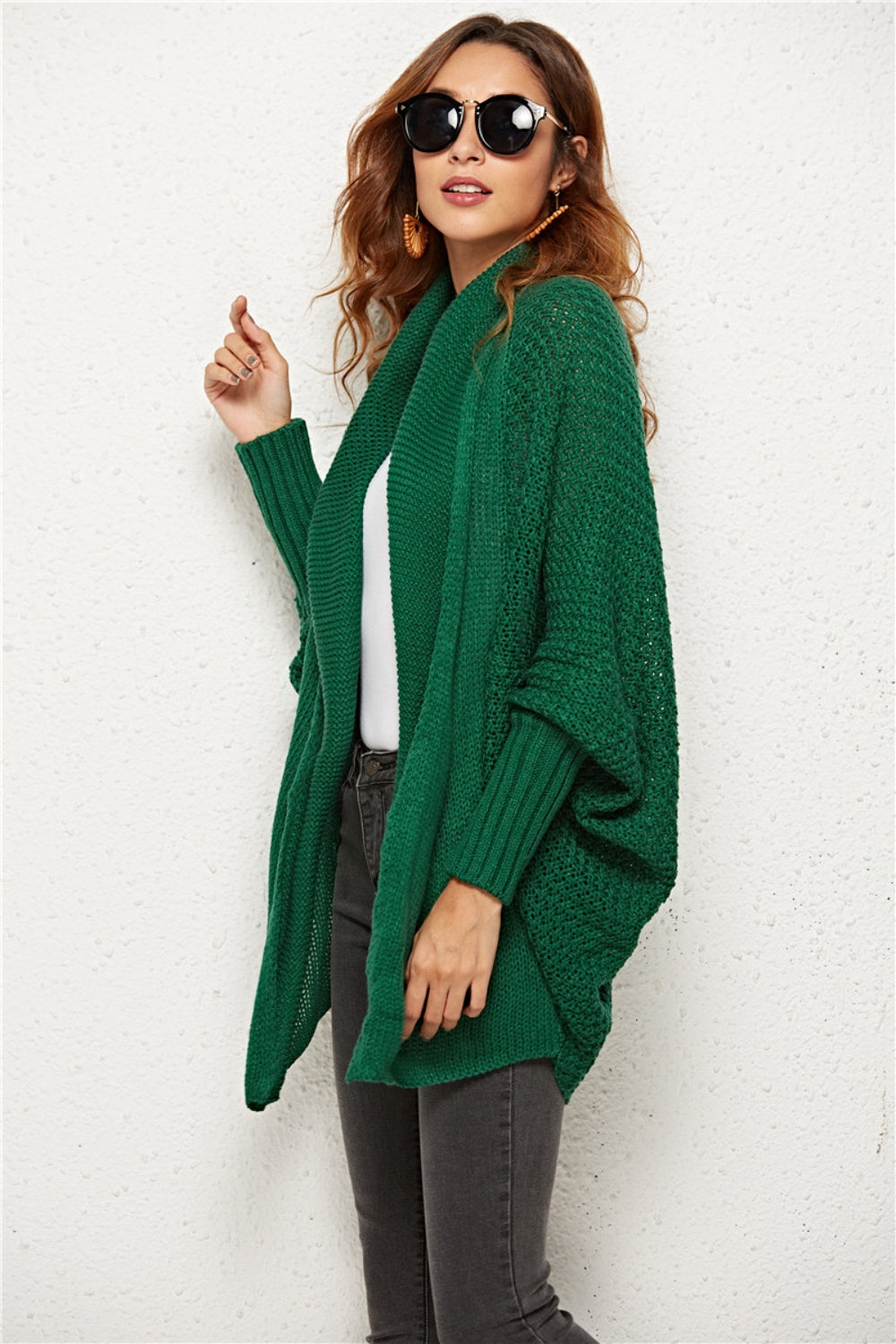 Open Front Batwing Sleeve Cardigan