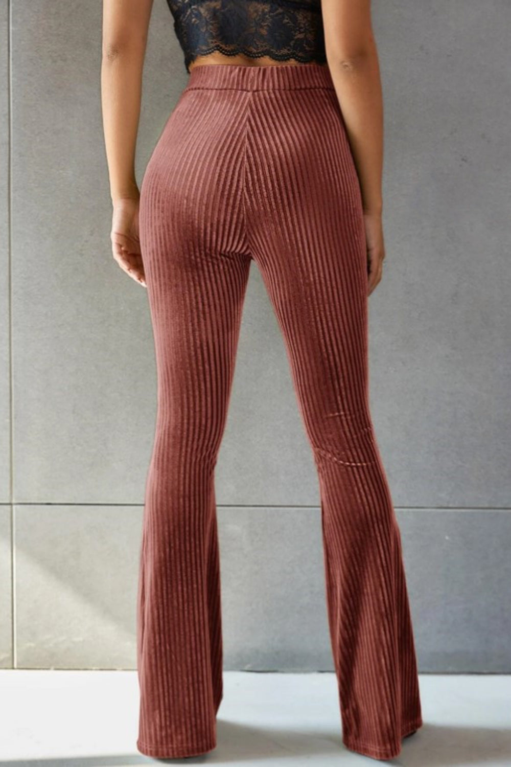 Ribbed High Waist Flare Pants