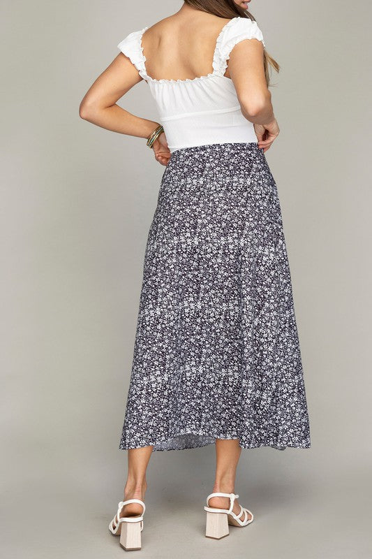 Floral midi skirt with slit