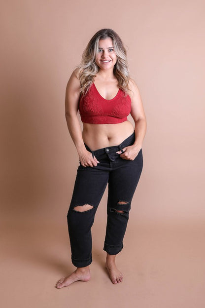 Seamless Padded Textured Brami Plus Size