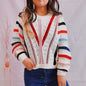 Striped Openwork Round Neck Sweater