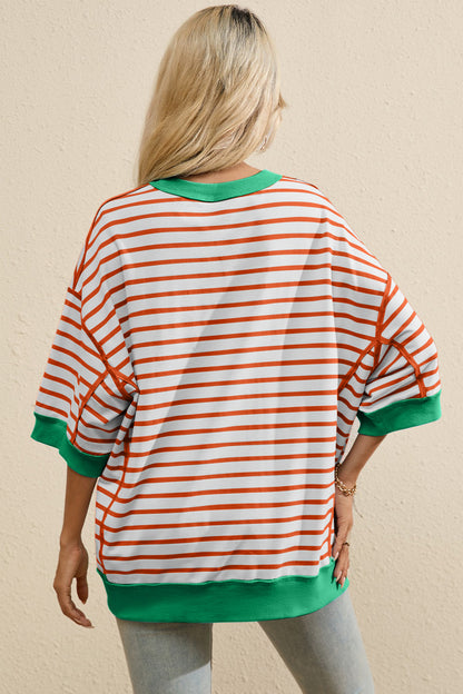 Striped Round Neck Half Sleeve T-Shirt