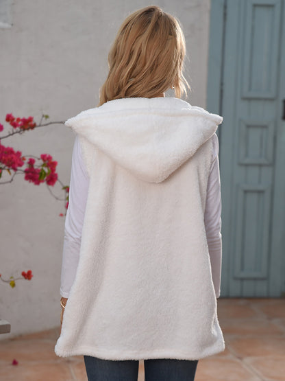 Full Size Sleeveless Hooded Vest with Pockets