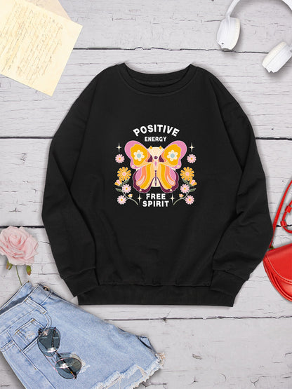 Butterfly Graphic Dropped Shoulder Sweatshirt