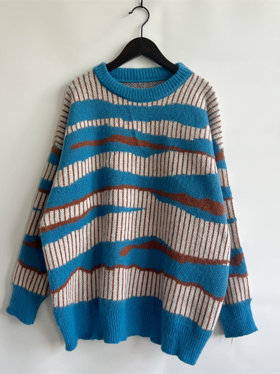 Color Block Round Neck Sweater