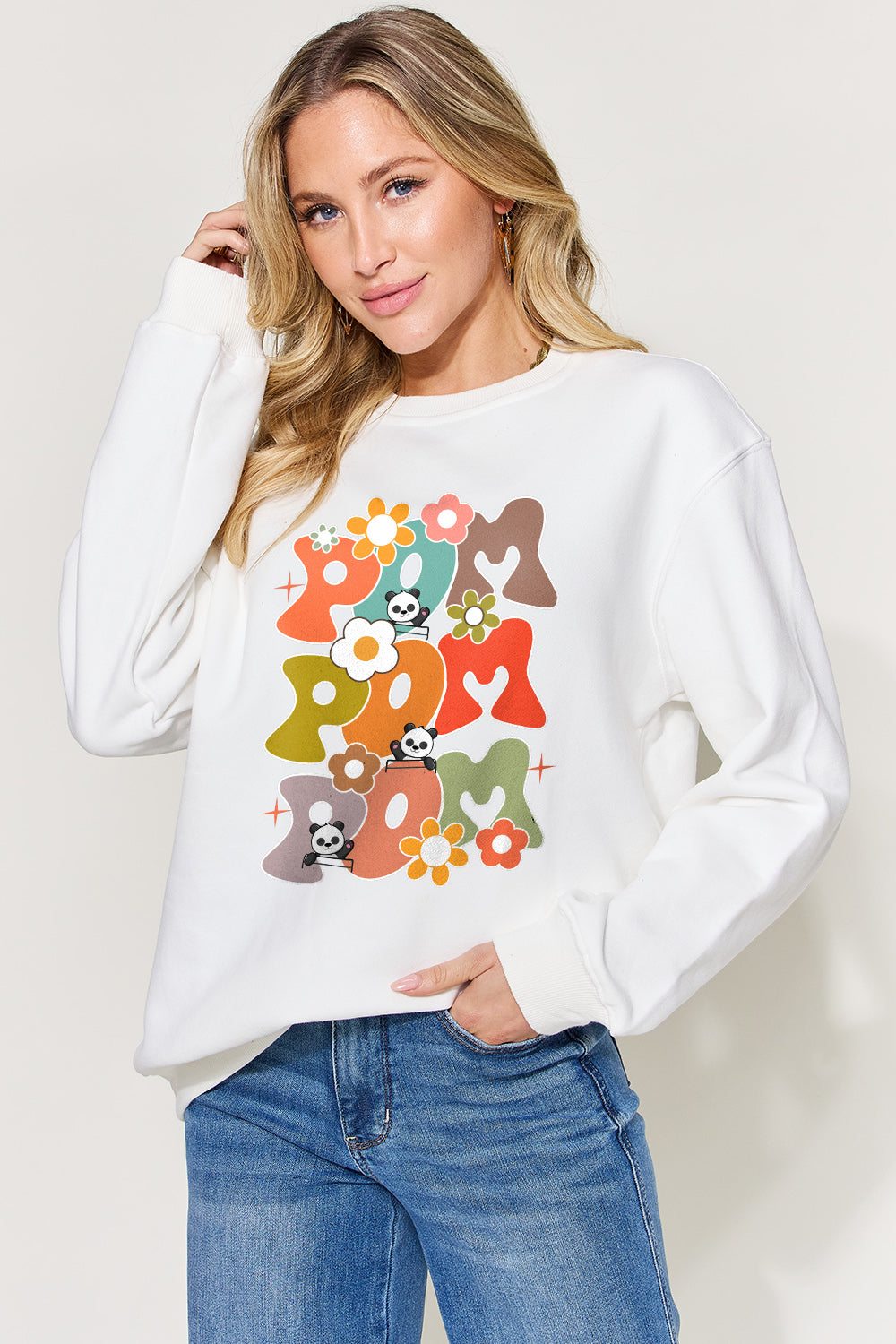 Simply Love Full Size Letter Graphic Long Sleeve Sweatshirt