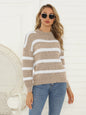 Shiny Striped Round Neck Long Sleeve Sweater