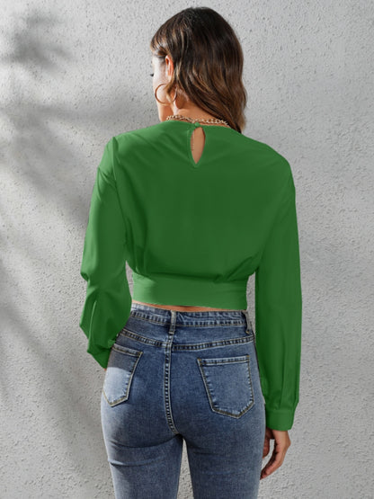 Round Neck Long Sleeve Blouse