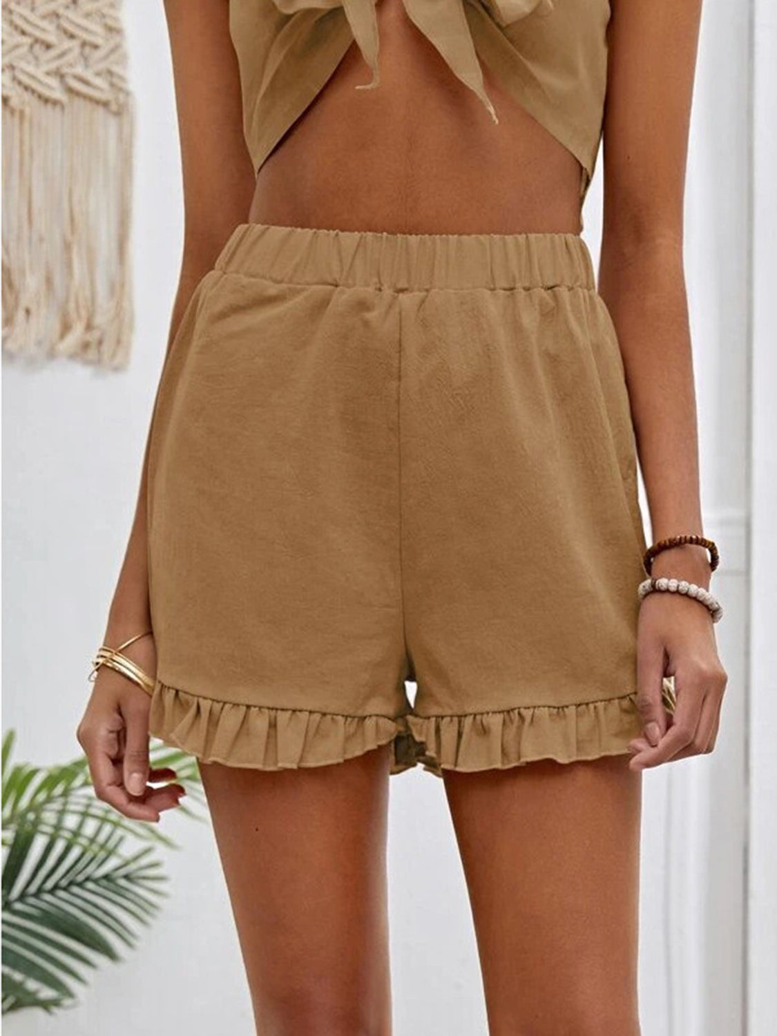 Frill Elastic Waist Shorts