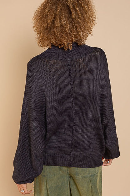 Pearl-Buttoned Knit Sweater