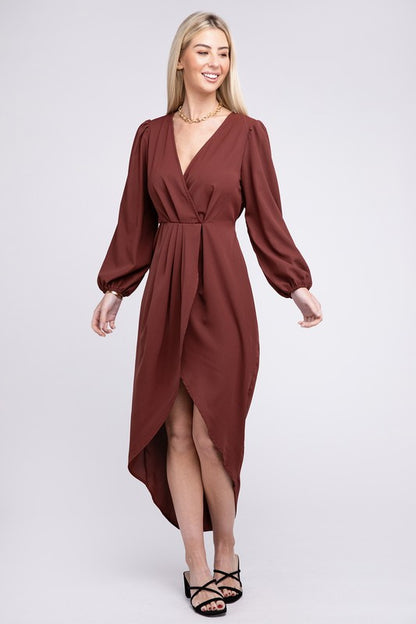 Deep V Neck Wrap Dress