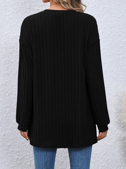 Open Front Dropped Shoulder Cardigan