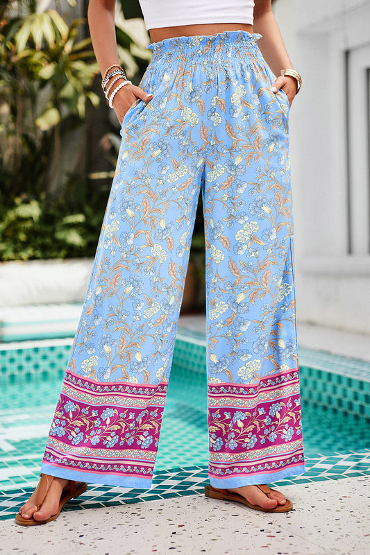 Printed High Waist Wide Leg Pants