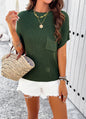 Round Neck Rib Trim Short Sleeve Knit Top