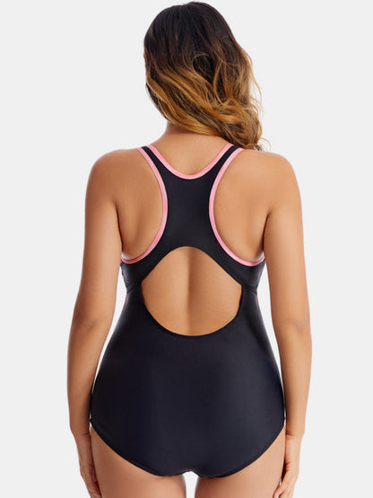 Scoop Neck Wide Strap One-Piece Swimwear