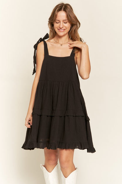 Square neck ruffle dress