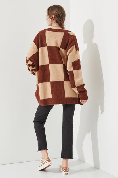 CHECKERED OVERSIZED SWEATER JJK5031P