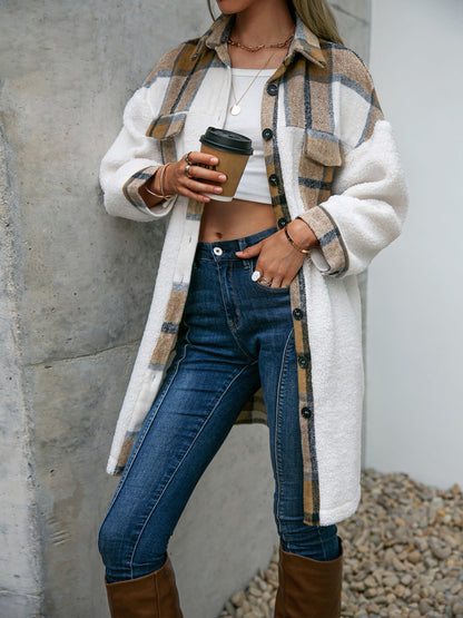 Plaid Dropped Shoulder Longline Coat