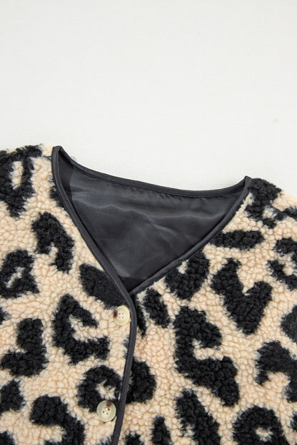 Leopard Button Up Vest Coat