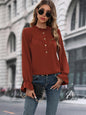 Frill Round Neck Flounce Sleeve Blouse