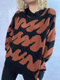 Contrast Round Neck Long Sleeve Sweater