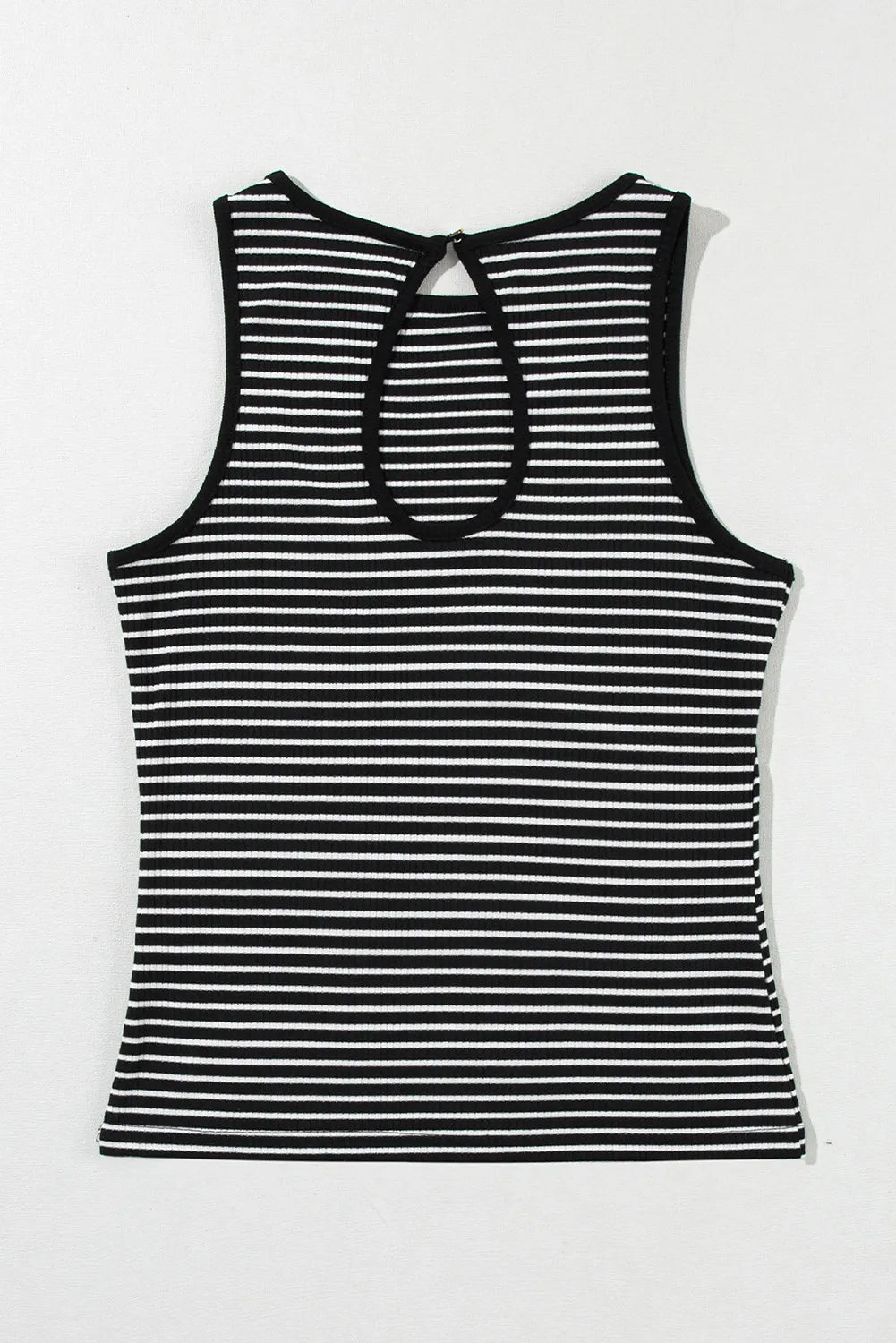 Cutout Striped Round Neck Tank