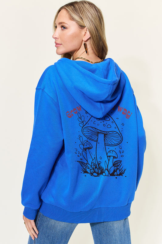 Simply Love Full Size GROW YOUR OWN WAY Graphic Zip-Up Hoodie with Pockets