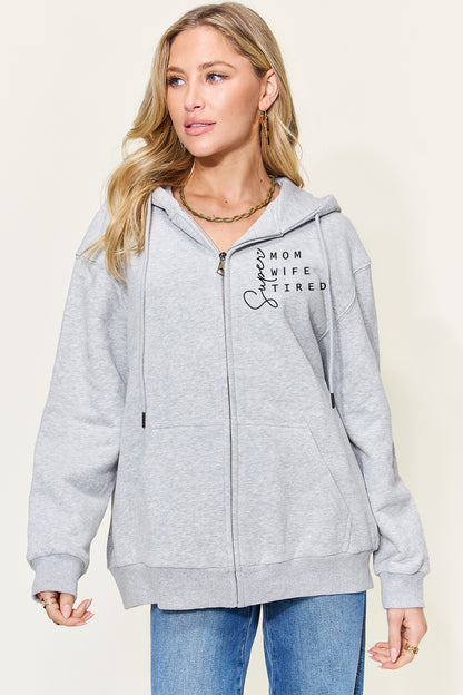 Simply Love Full Size Letter Graphic Long Sleeve Hoodie