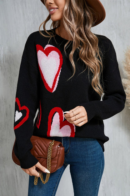 Angel Wings Heart Round Neck Long Sleeve Sweater