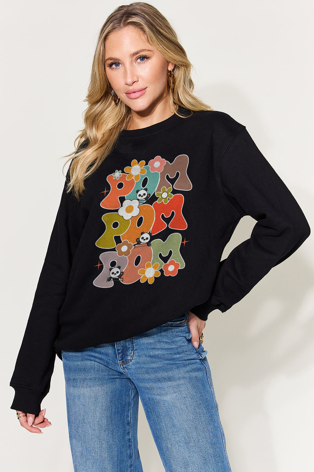 Simply Love Full Size Letter Graphic Long Sleeve Sweatshirt