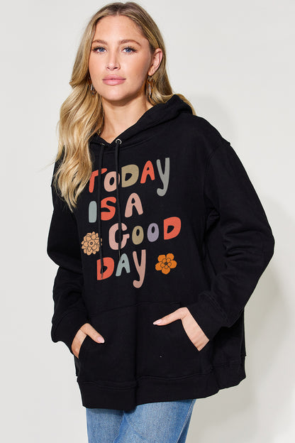 Simply Love Full Size Letter Graphic Long Sleeve Hoodie