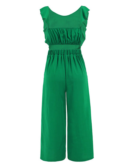 Tied Ruffled Round Neck Jumpsuit