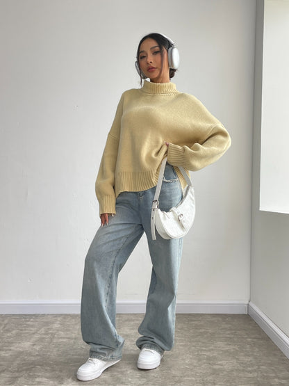 Turtleneck Dropped Shoulder Sweater