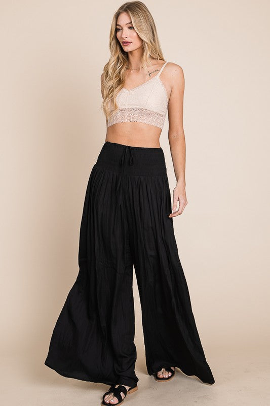 Ruched waist wide resort pants