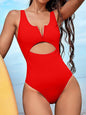 Cutout Notched Wide Strap One-Piece Swimwear