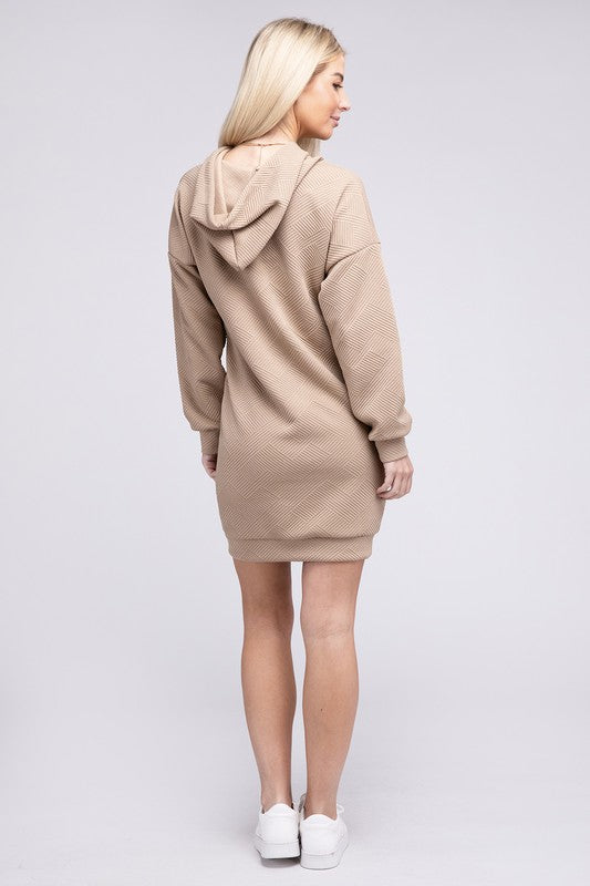 Pocket Drawstring Hooded Dress