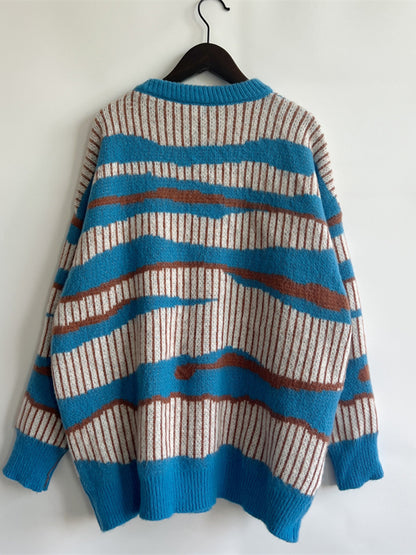 Color Block Round Neck Sweater