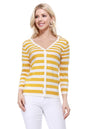 V Neck Striped Spandex Sweater Cardigan