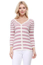 V Neck Striped Spandex Sweater Cardigan