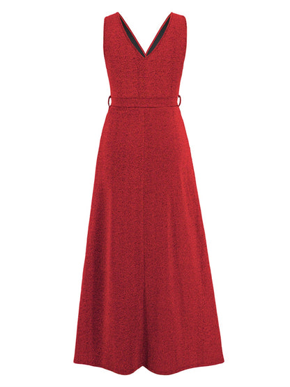 Slit Surplice Tie Waist Sleeveless Dress